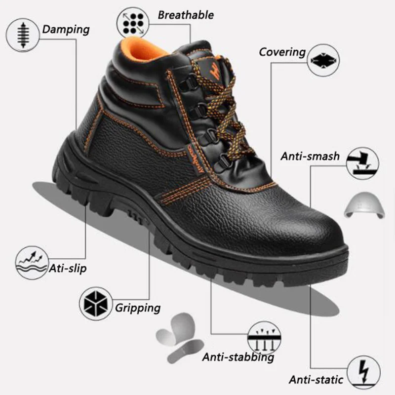 Dropshipping Wholesale price safety shoes anti-slip steel toe working shoes waterproof PU upper safety shoes