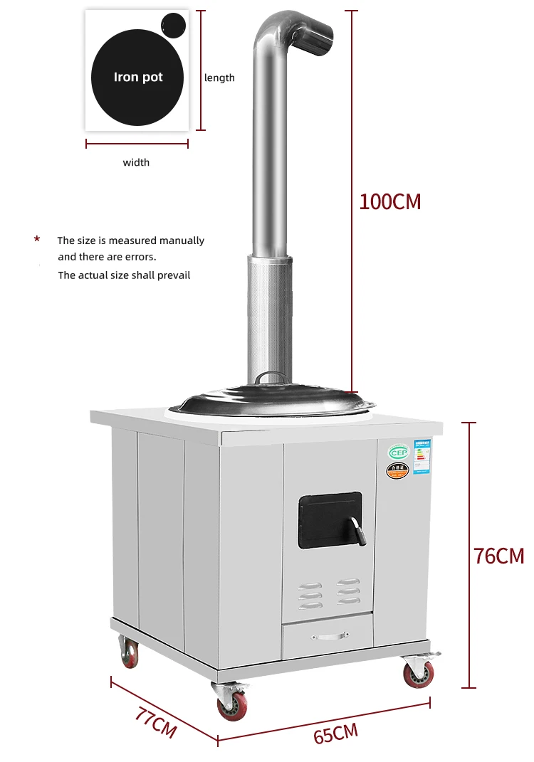 Hearth stove wood stove stainless steel rural indoor mobile smokeless large iron pot table