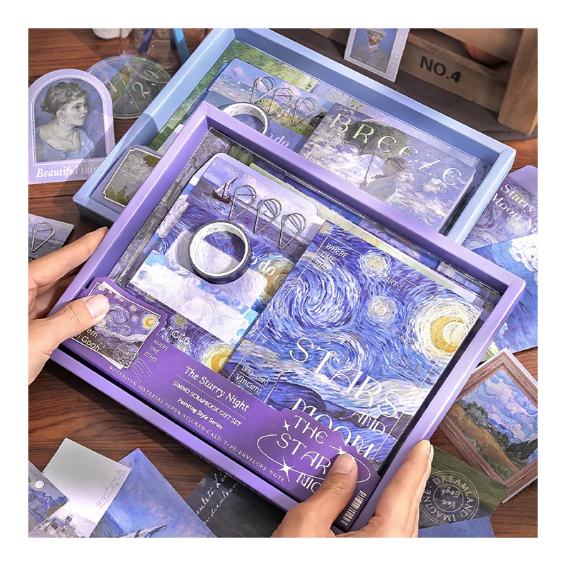 Simno Scrapbook Kit Journal sticker diary notebook Set for Girls Gifts Vintage Art Hand Craft Planner Album Journal