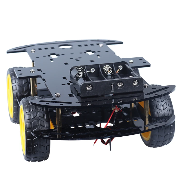 
OEM ODM DIY Robot Car Chassis 4WD 2Layer Black Acrylic Smart Car Chassis 