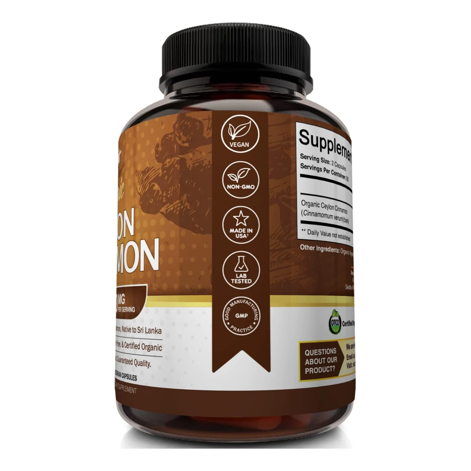 Organic Ceylon Cinnamon Supplement Capsules Organic Cinnamon Powder, Antioxidant Cinnamon Pills Supports Glucose Metabolism