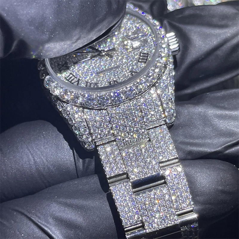 iced out hip hop jewelry Accept Customization Men Luxury Watch Iced Out VVS Moissanite Watch Bling Diamond Watch
