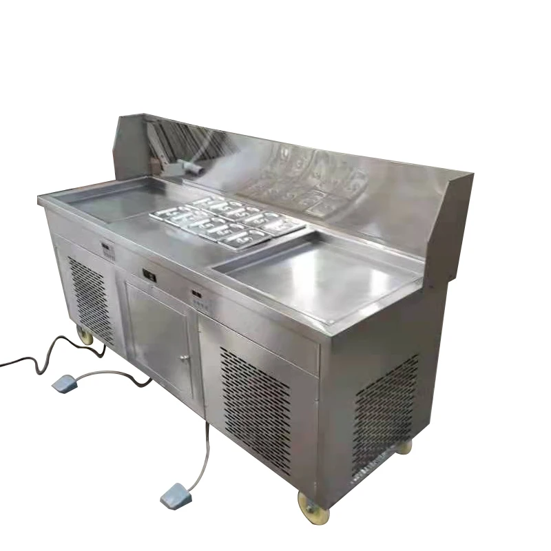 Good Quality Double Square Flat Pan Fried Ice Cream Roll Machine Frozen Yogurt Machine