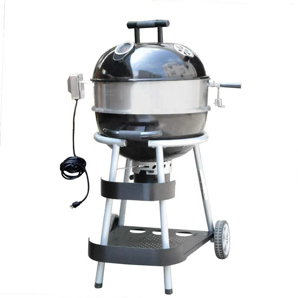 Heavy-duty electric motor 22-1/2-Inch Stainless Steel Charcoal Kettle Rotisserie  Kit