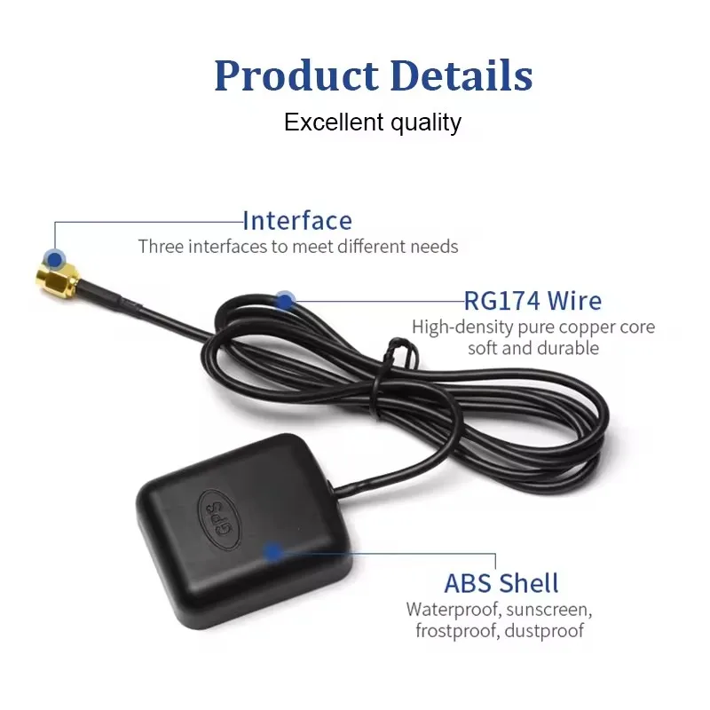 Waterproof Active gnss/gps car navigation antennas PCB 1575.42Mhz SMA Connectors RG174 Wire car GPS antenna for car use
