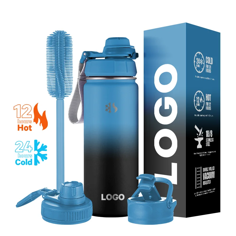 Фляга из нержавеющей стали 2022, изолированная Удобная термостойкая бутылка для воды с новой крышкой, легко открывается, питьевая одна рука