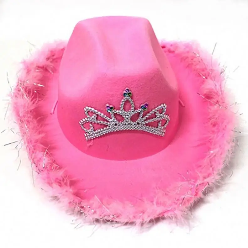 HANDCOW-260 Light Up Country Western Pink Cowgirl Hat Party Cowboy
