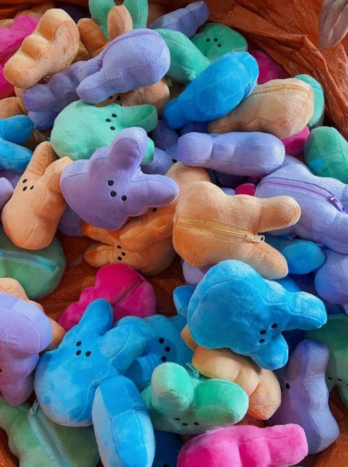 Personalized 15cm peeps plush rabbit coin purse peeps plush bunny 2024 Easter zipper peeps kids gift