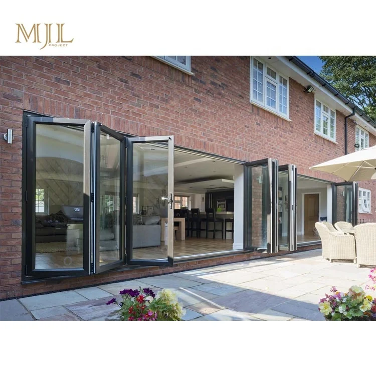 Multifamily slim profile bi fold doors exterior weatherproof accordion bi fold doors for houses