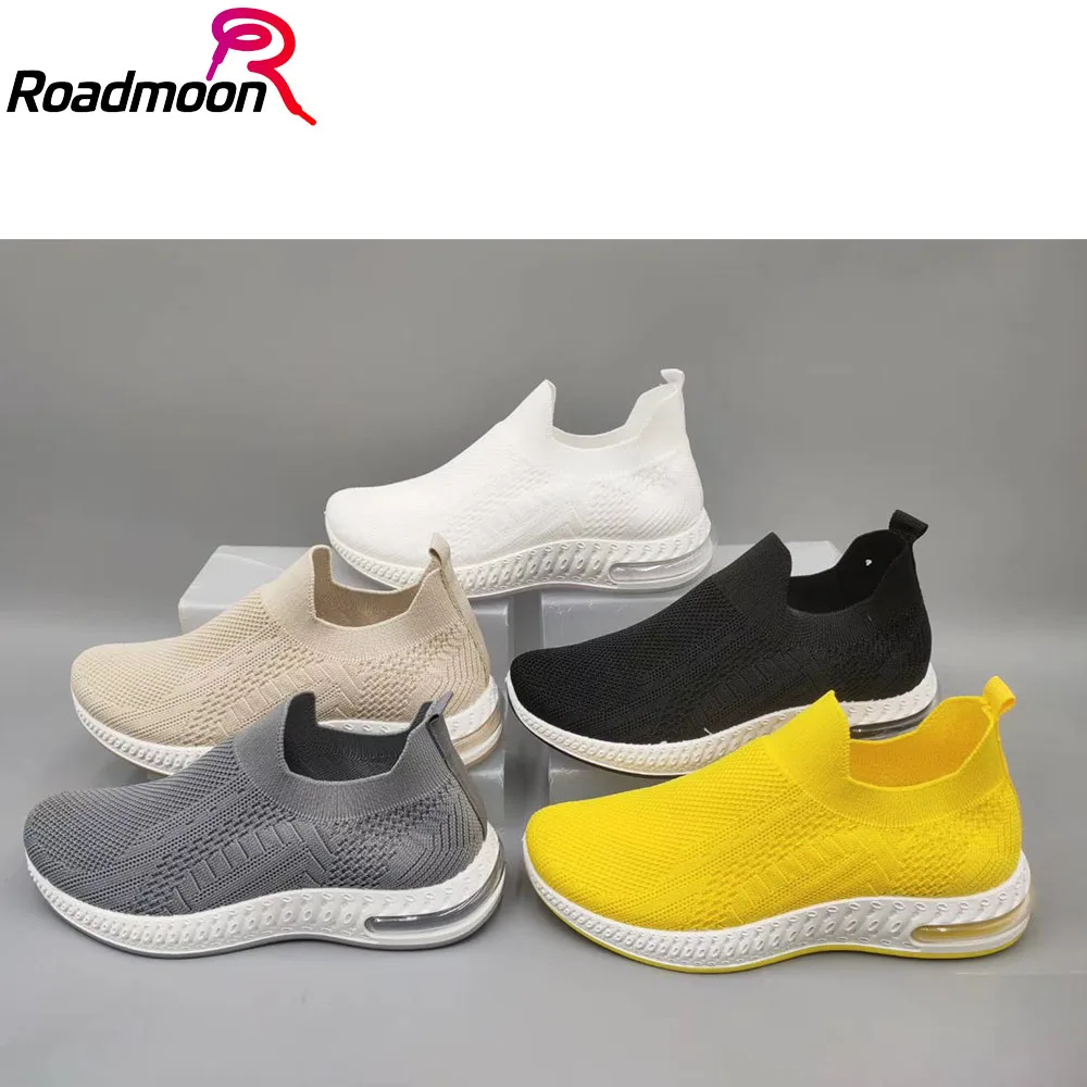 
Wholesale comfortable Breathable high top High ankle loafers knitting flat good elasticity women casual socks sport shoes 