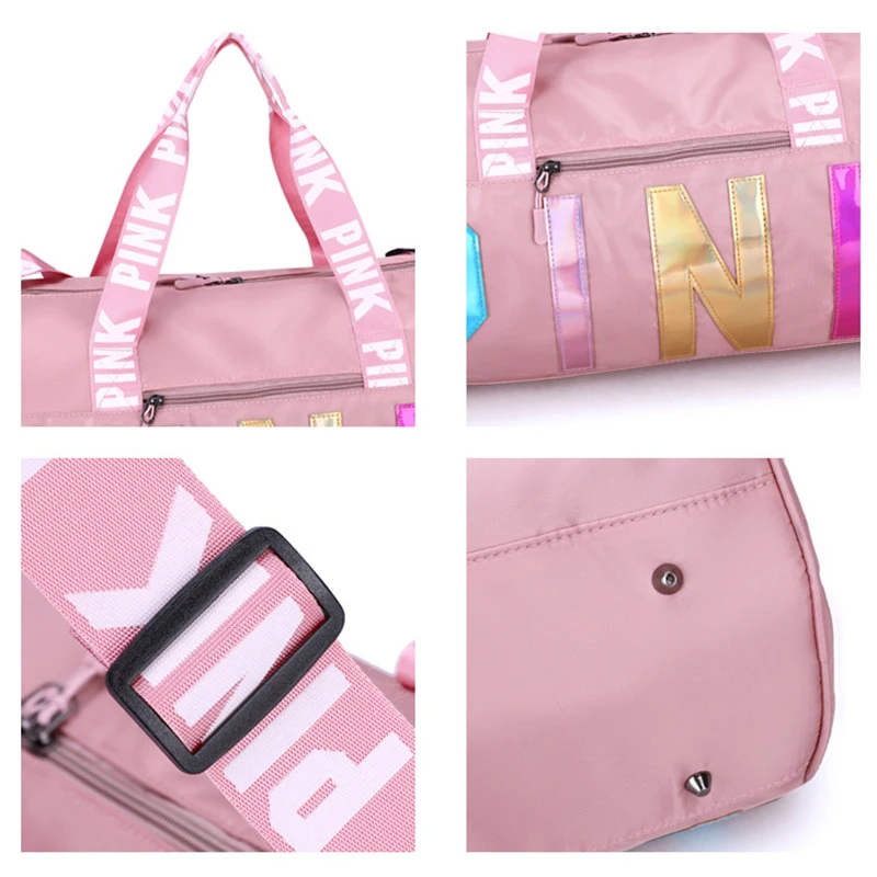 Wholesale Custom Logo Sport Travel  Bag Fashion Large Capacity Durable and Waterproof Overnight Pink Gym Duffle Bag