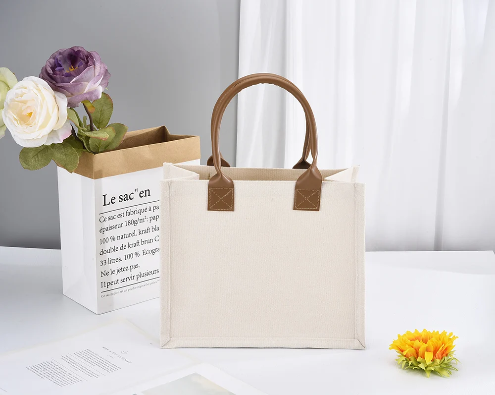 Customizable  canvas bags custom logo and pu handle Shopping Bags for Your Business or Event  mini canvas boat tote bags