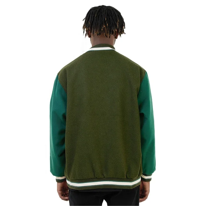 Finch Garment Custom double color patchwork patch embroidered college bomber flight letterman varsity jacket for men