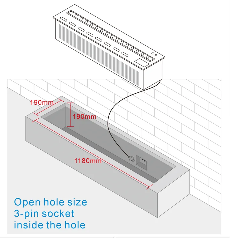 Atomizing Fireplace Intelligent Humidifier 700 MM Modern Decoration Embedded  3d Simulation Fire Steam Flame Home