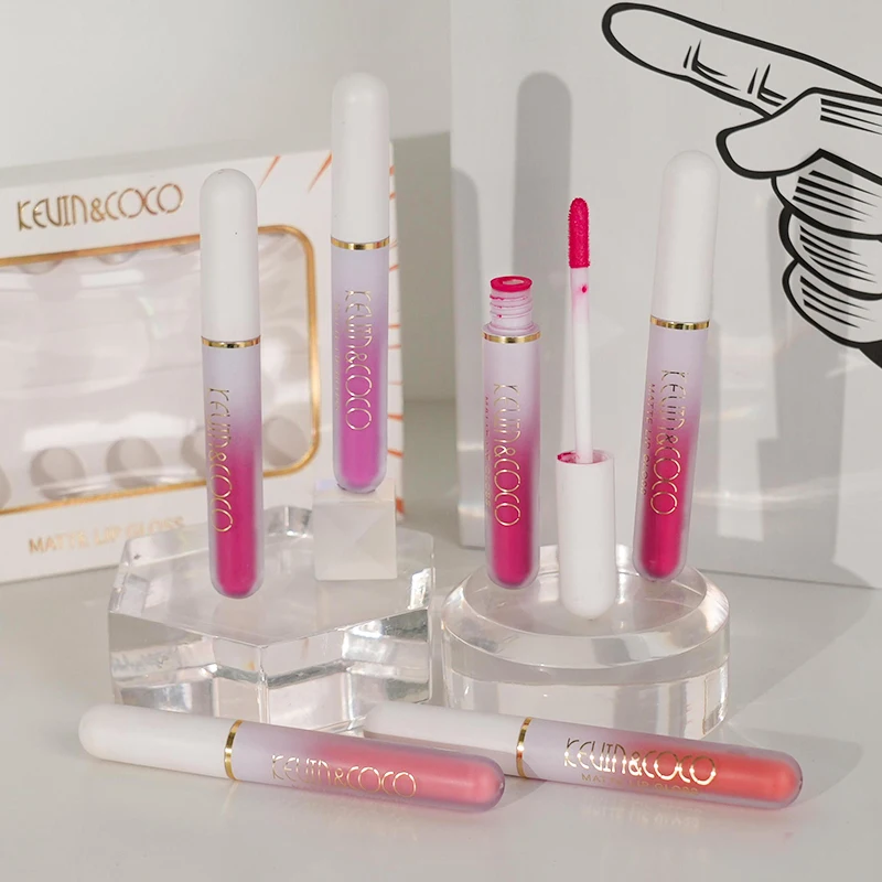 Luxury Matte Long Lasting Rich Pigment Vegan Organic Your Own logo Lip Plumper Tube Lipgloss Set Private Label