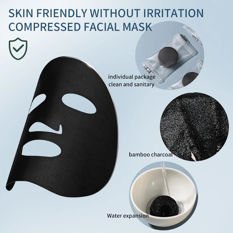 LMLTOP 30 Disposable Compressed Bamboo Charcoal Face Sheet Mask With Bowl SY439 DIY Spa Dry Compressed Facial Mask Cotton Paper