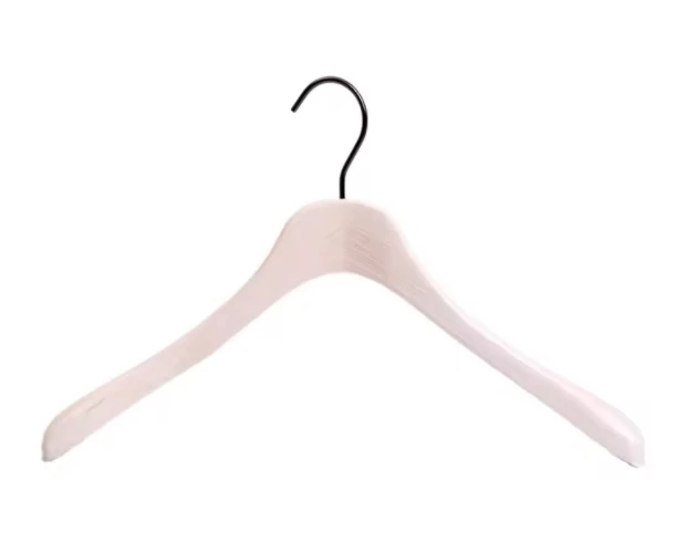 High-end custom non slip white suit hangers space saving luxury wooden clothes hangers