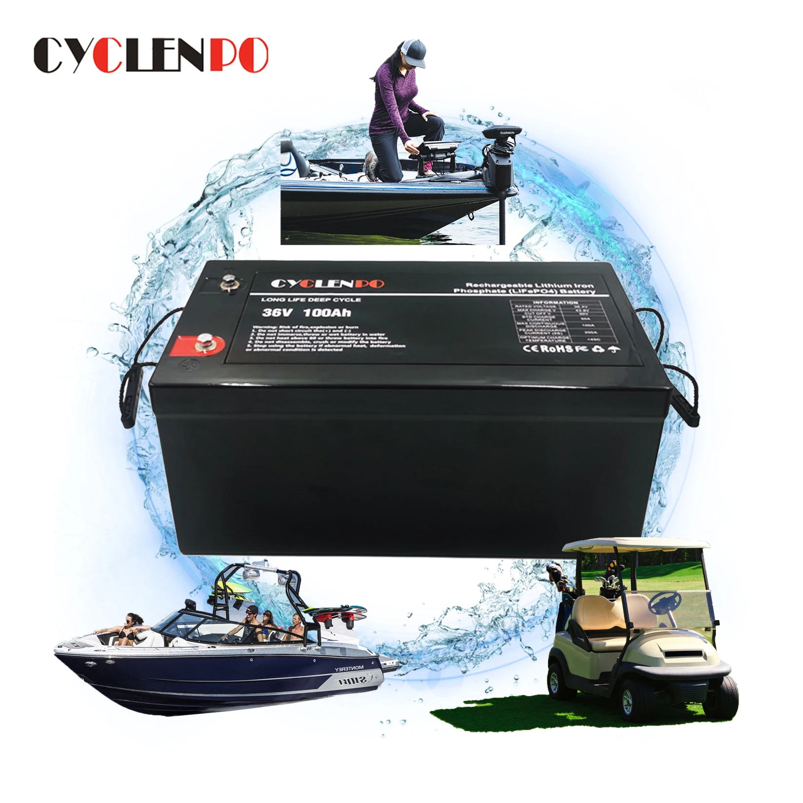 High quality IP65 waterproof li ion battery 36v 100ah 200ah for marine rv solar street light yacht