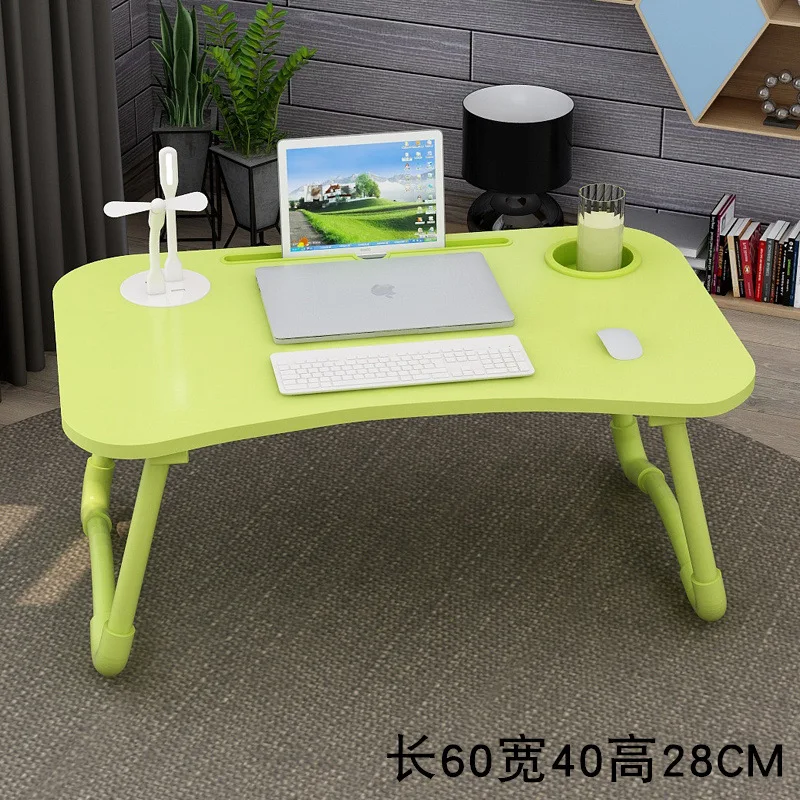 New upgrade Mini Folding Table With USB And Fan Folding Laptop Table Wooden Computer Table For Bed