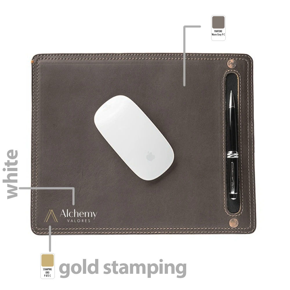 Grey Smooth Foldable Leather Desk Mouse Mat