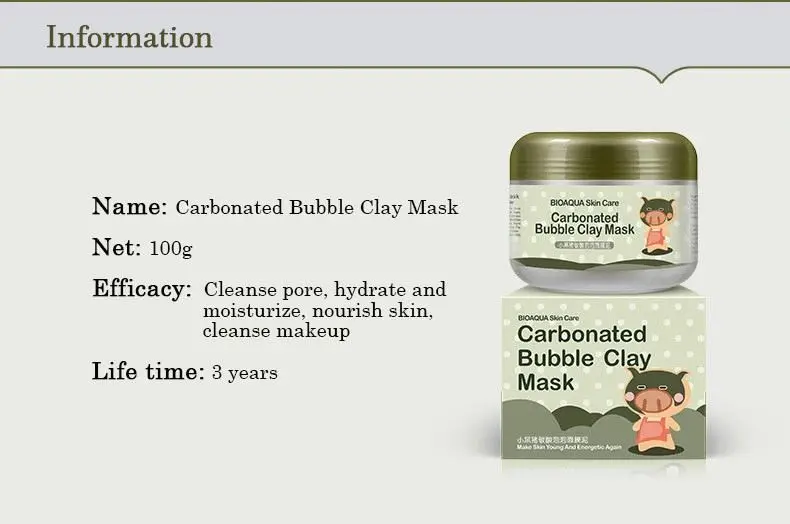BIOAQUA Skin Care Nutrition Repair Face Cream Carbonated Bubble Clay Dispel the black head Whitening Moisturizing Facial Masks