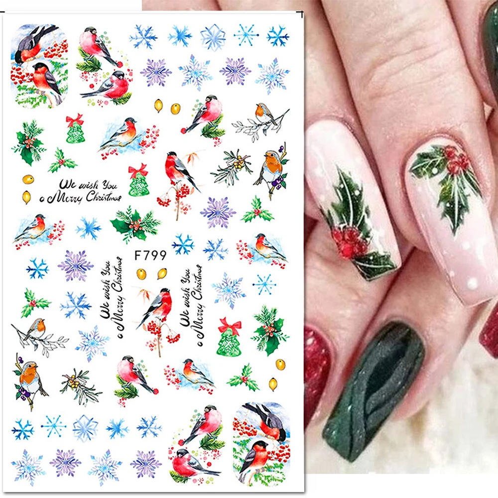 Christmas Nail art Stickers Snowflakes tattoo Decals Cartoons Muti- Pattern New Year Nail Art Stickers for DIY Manicure Wraps