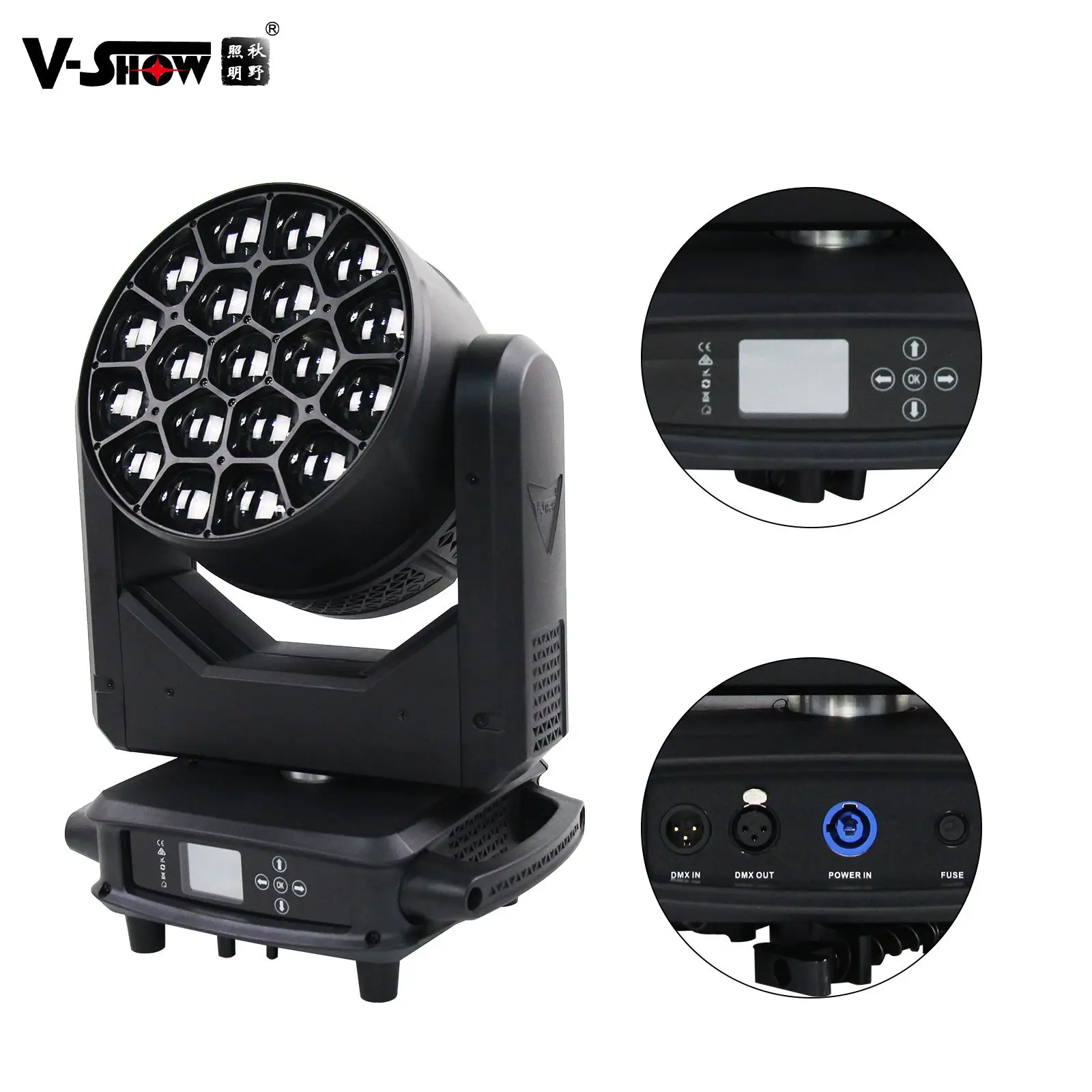 VSHOW R1940L Splash Wash Moving Heads 19pcs 40W RGBW LED Beam Wash Big Eye Moving Head DMX Stage Lights