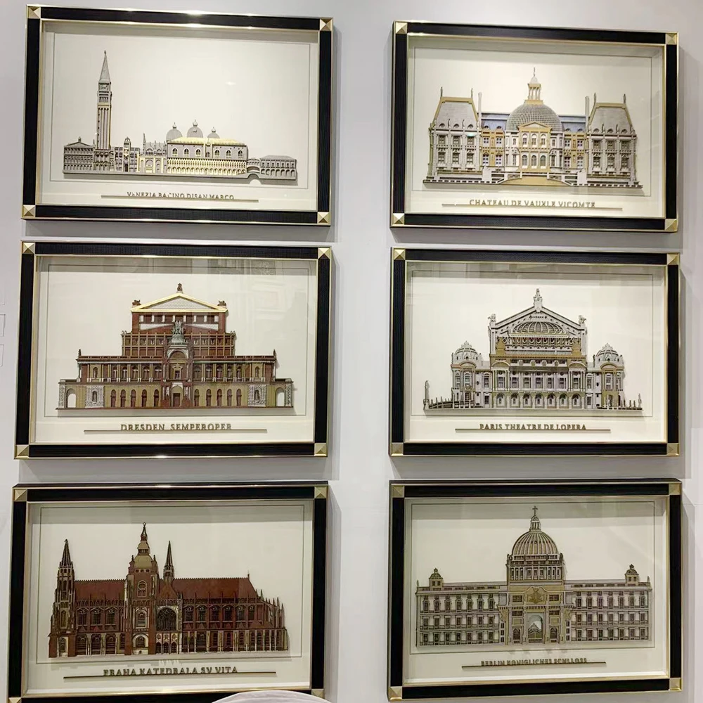 Professional Manufacturer European Architectural Style Square Abstract Artwork Wall Decor Painting 3D Carving Relief Wall Art