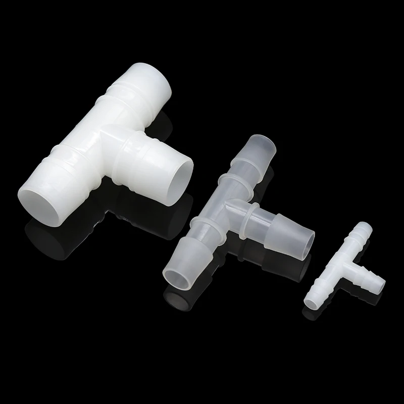 White T Shaped Pipe Fittings Equal Plastic PP PE 3 Ways Hose Tube Barbed Reducing Tee Garden Water Connector