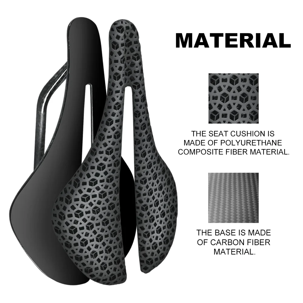 3D Printed Breathable Mountain Bicycle Cushion Seat, Shock Absorbing Bicycle Hollow Seat Saddle