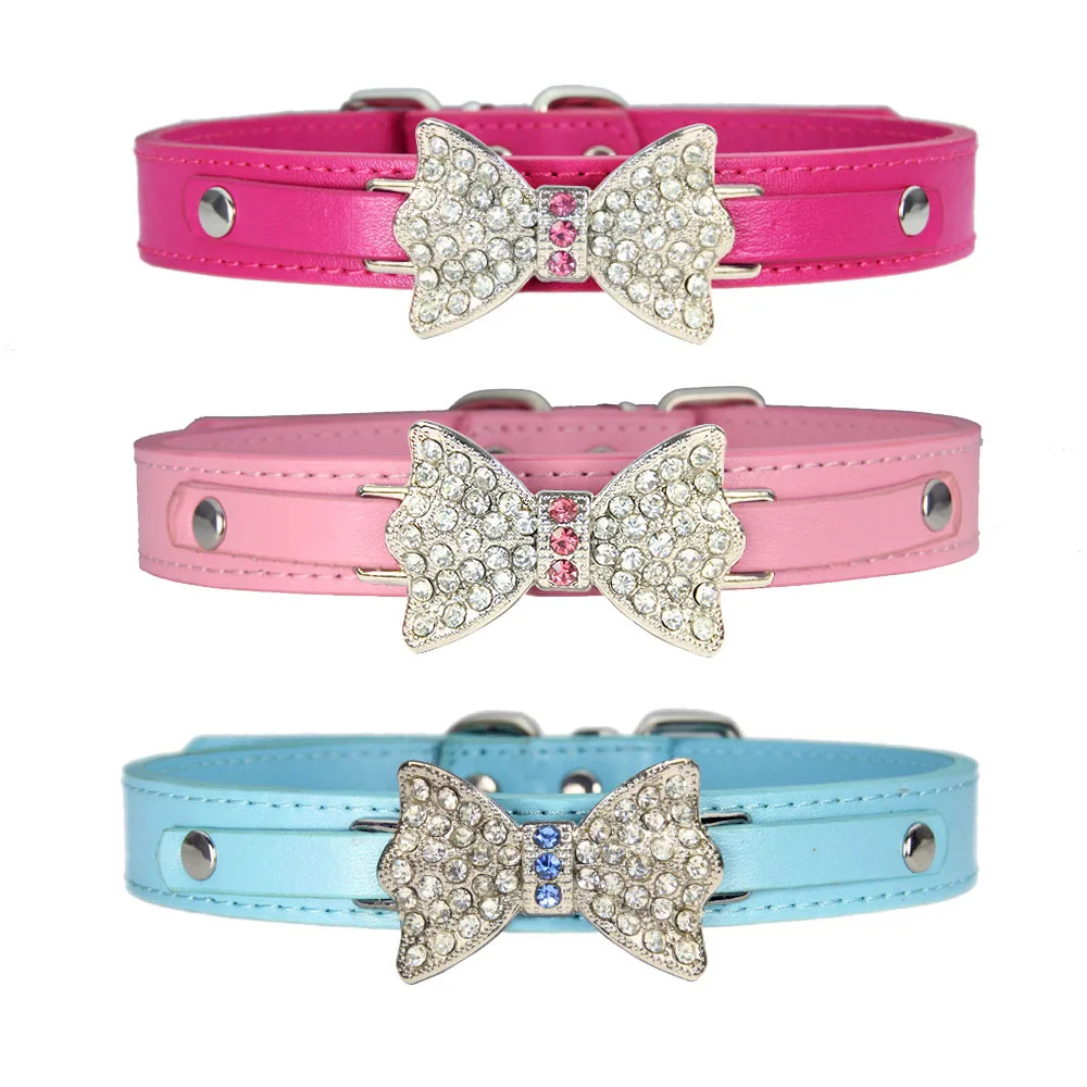 Pet collar spot wholesale creative shiny diamond bow dog collar