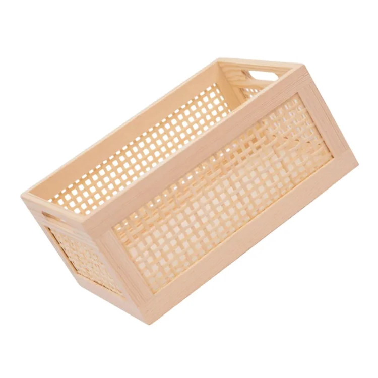 Home Desktop Storage Box Bamboo Wood Weave Sundries Storage Baskets