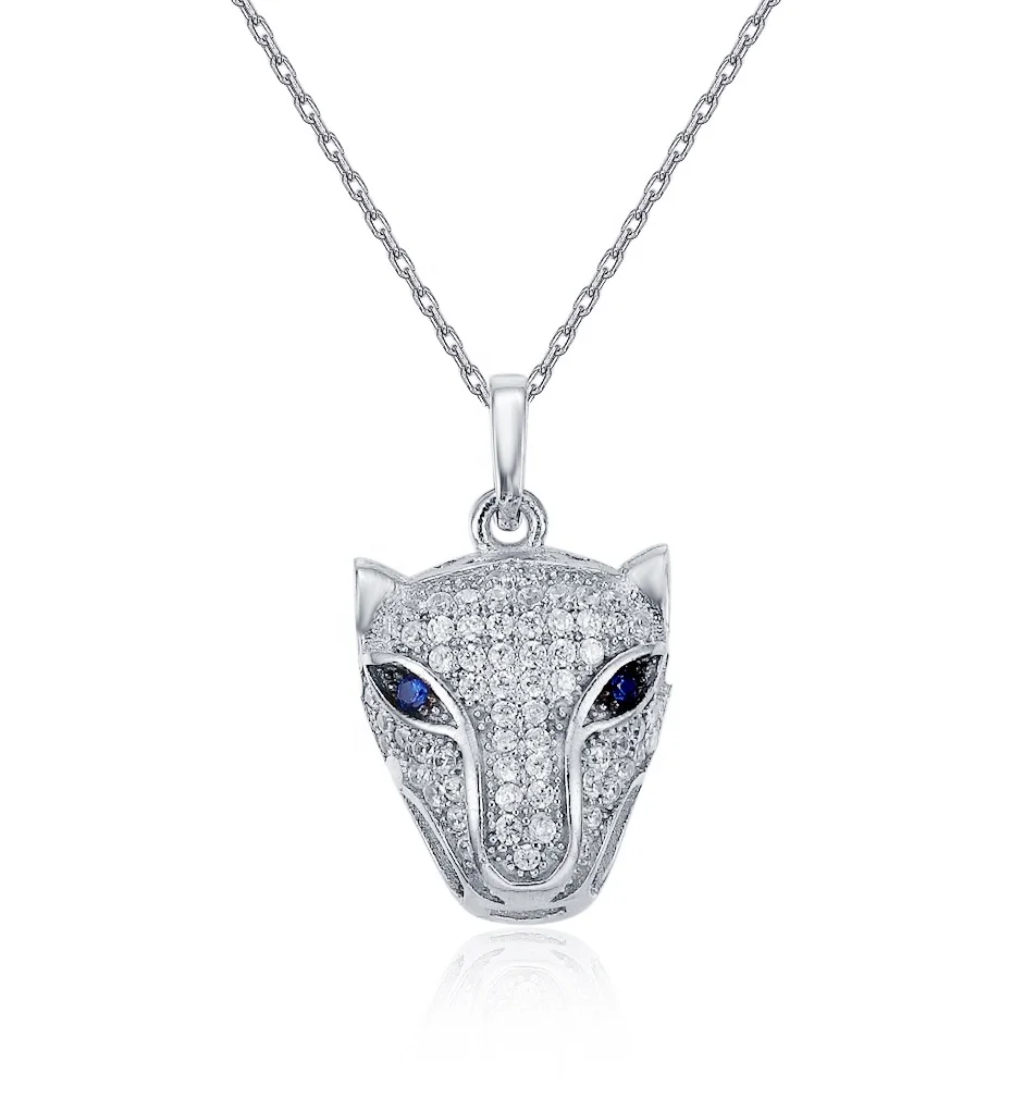 WAKANDA FOREVER CZ Pave Silver Acinonyx jubatus Animal Cheetah Jewelry Necklace 925