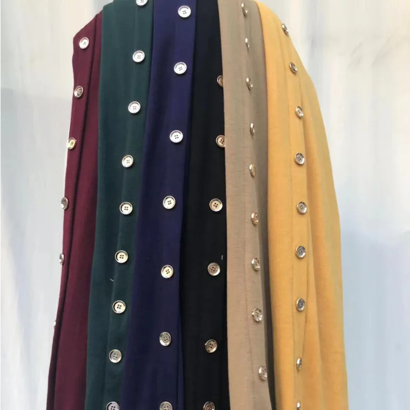 Fashion Autumn Winter High Waist Muslim Skirts Buttons Bodycon Sheath Long Skirt Women Solid Femme Pencil Skirts