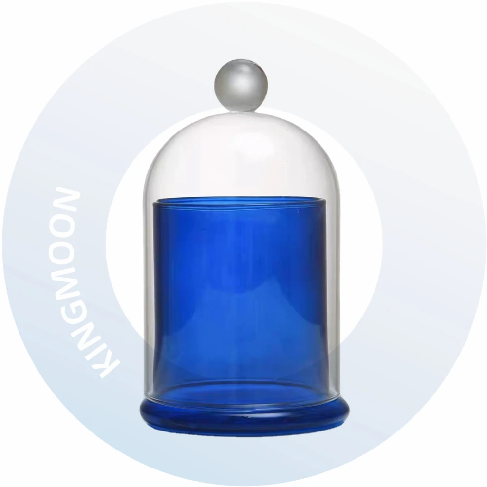 Glass Cloche Candle Holder Bell Jar with Dome lid / Display Dome Vintage Tealight Holder for Home Wedding Table Centerpiece