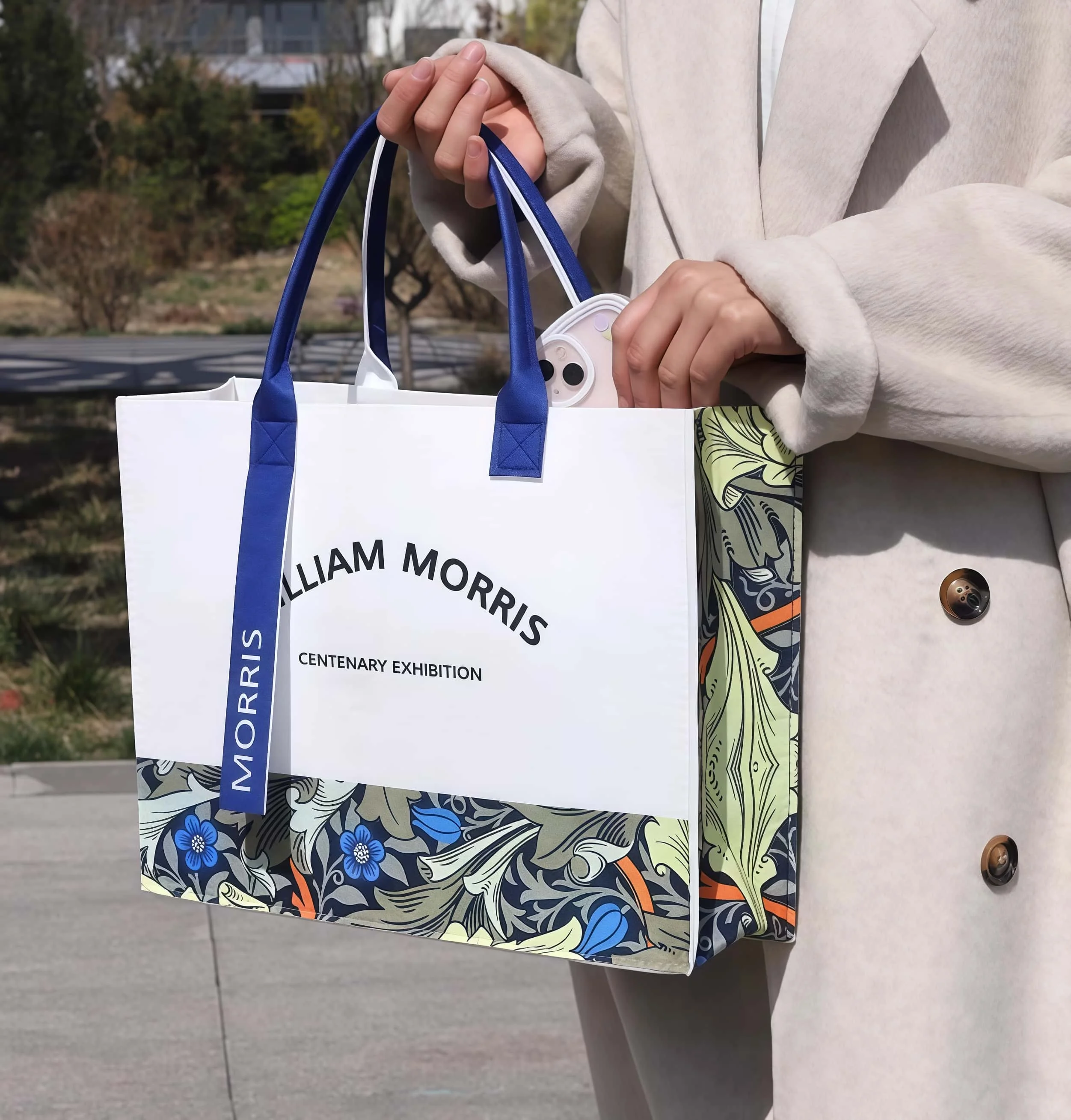 Custom Pattern Logo High Quality Wool Felt Fabric Shopping Bags Fashion Printed With Ribbon Tote Bag Women Handbags Wholesale