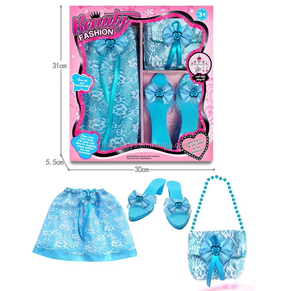 Princess Dress Party Accessories Toy Unicorn Headband High Heels Hand Bag and Tutu Skirt for Girls up Game