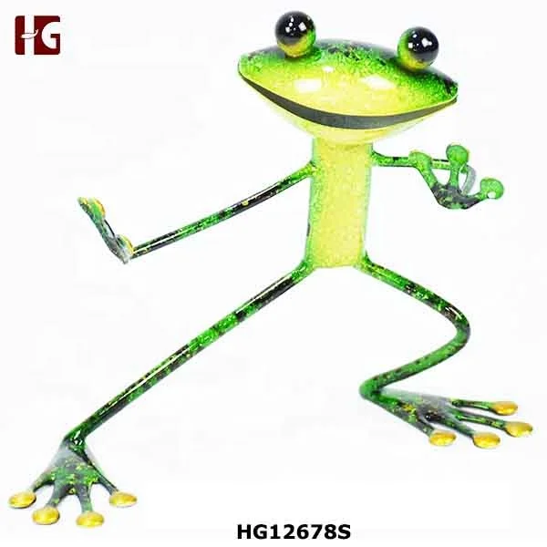 Iron interesting frog figurine metal home garden decoration