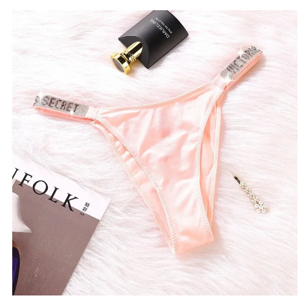 wholesale VS letter rhinestone Seamless Underwear for Women Sexy Underwear No Show String traceless Bikini High Cut Panties