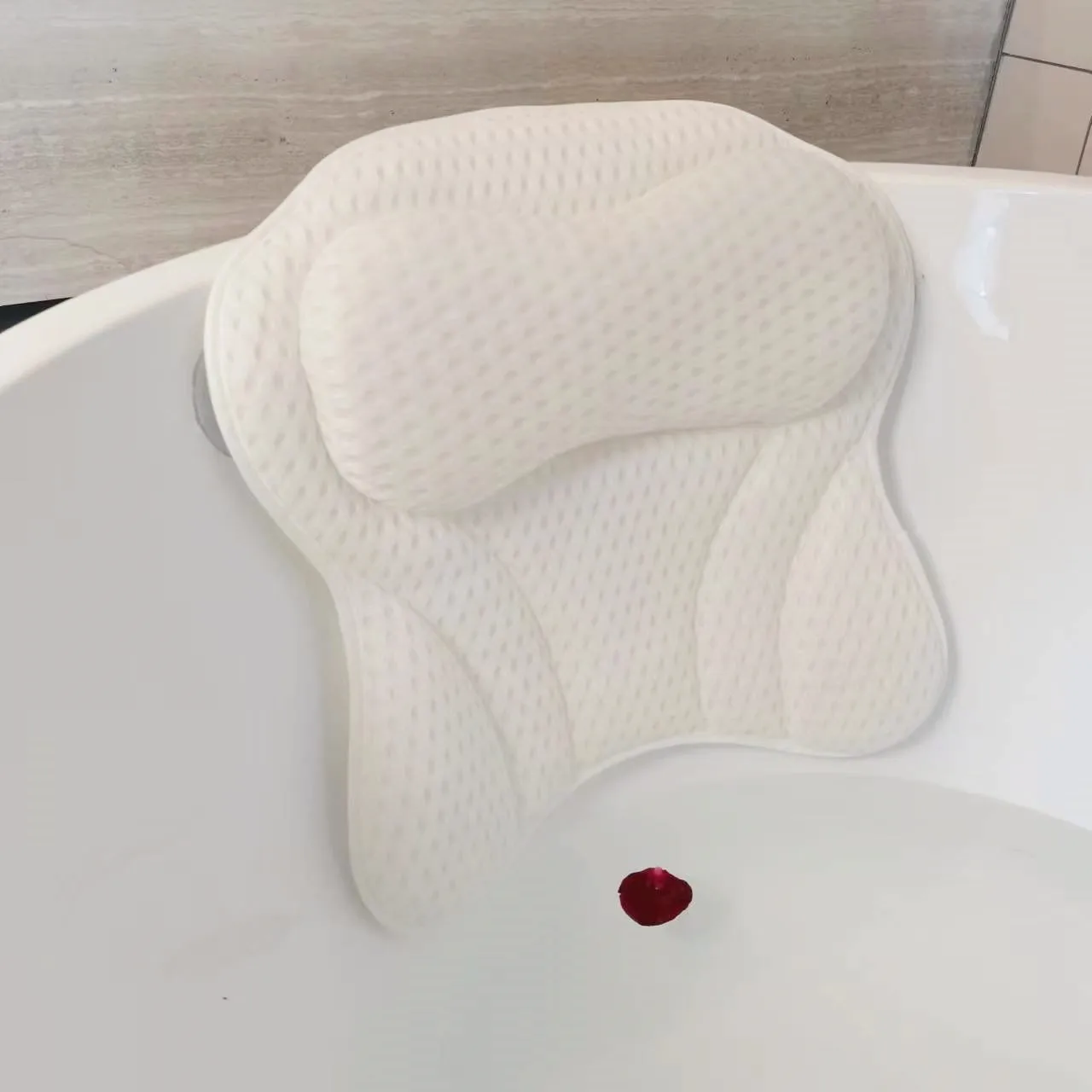 Ergonomic  4D Butterfly Shape Air Mesh  Washable Breathable Bath Tub Pillow Soft Spa Cushion Suction Cups Anti-slip Bath Pillow