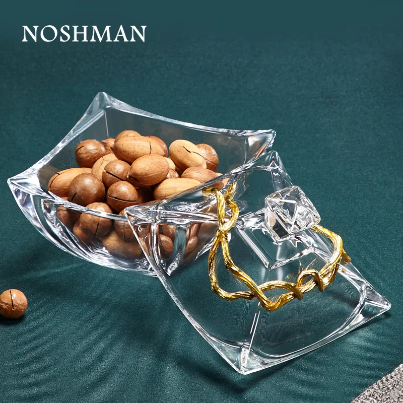 NOSHMAN Home Kitchen Office Decor Elegant Glass Storage Jars Creative Sugar Bowl with Lid Glass Candy Jar
