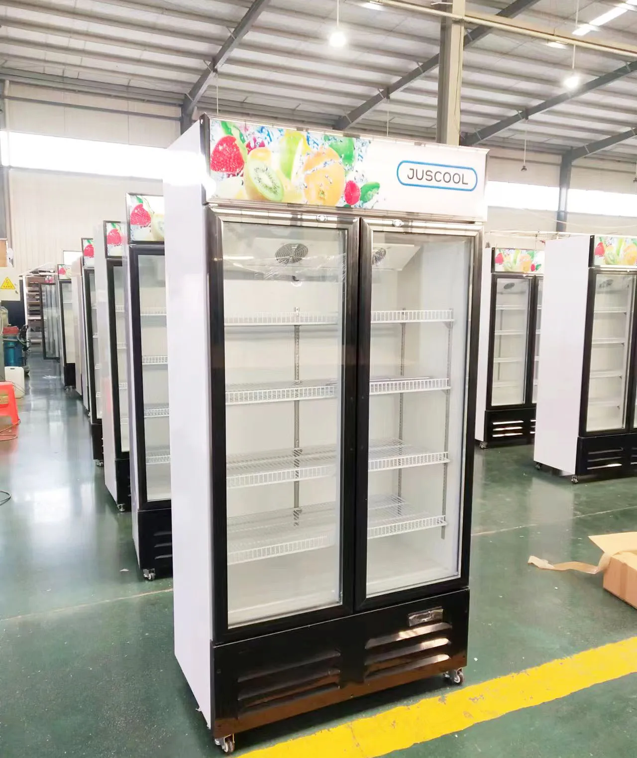 Commercial glass door refrigerator vegetable and fruits display cooler