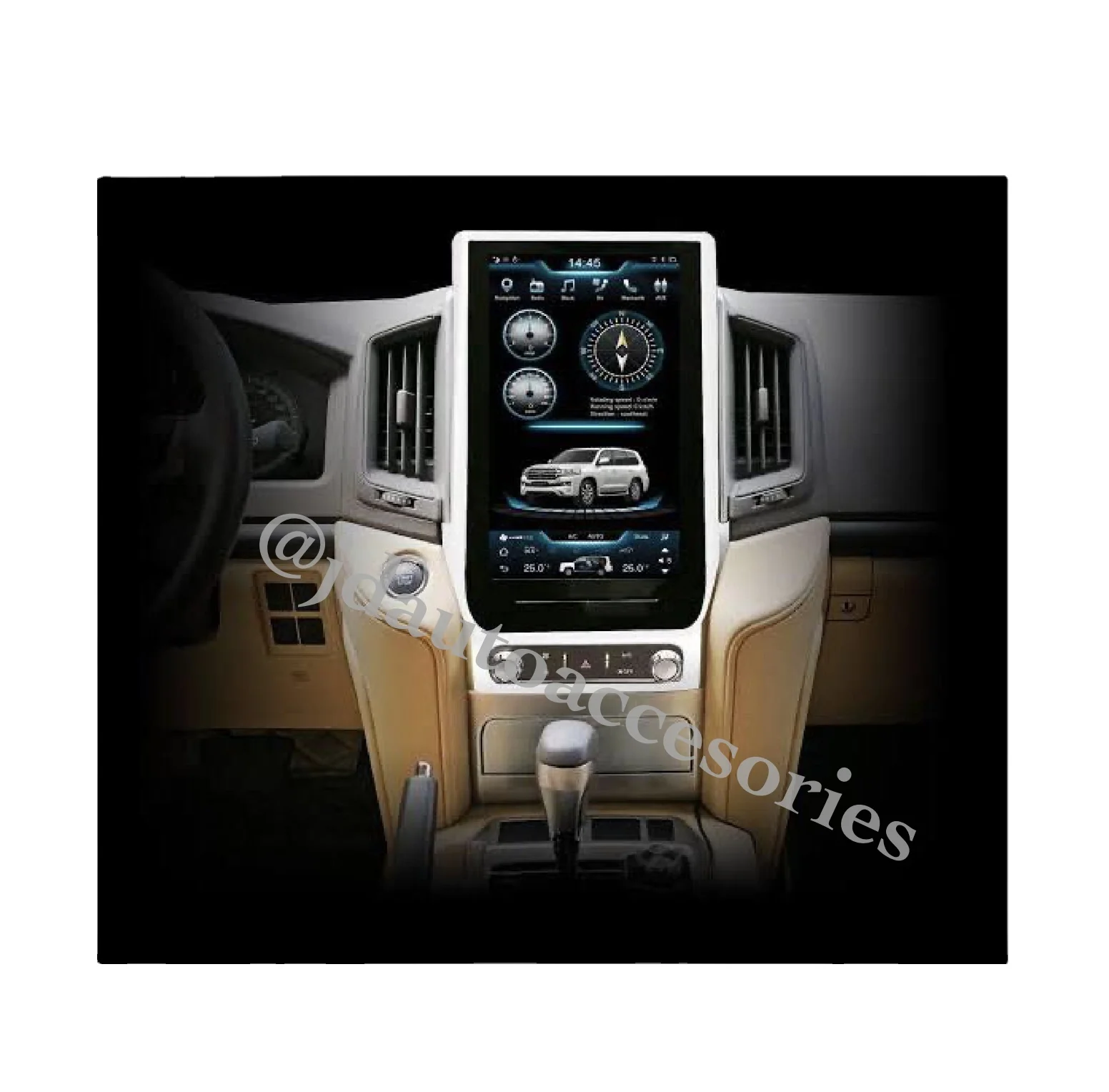 13.6 inch android 9.0 car dvd player gps navigation for land cruiser LC200 2008 -2015 tesla screen stereo auto CARPLAY
