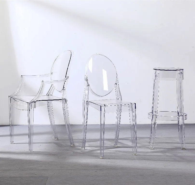 Chaise En Plastique Factory Price Wholesale Modern Acrylic Kitchen Dining PC Transparent Ghost Stool