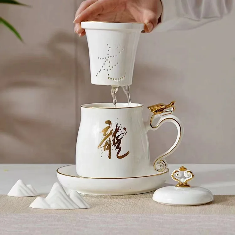 new design fine bone china luxury chinese style porcelain mugs for gift