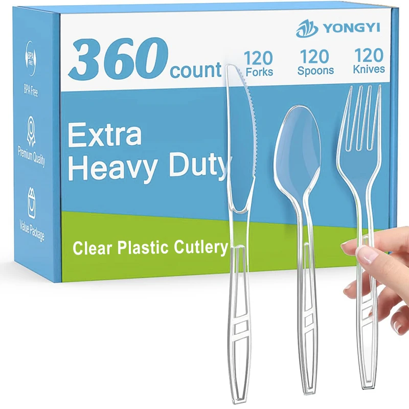 Clear Plastic Forks - Heavyweight Disposable Forks Heavy Duty Clear Cutlery - Plastic Utensils