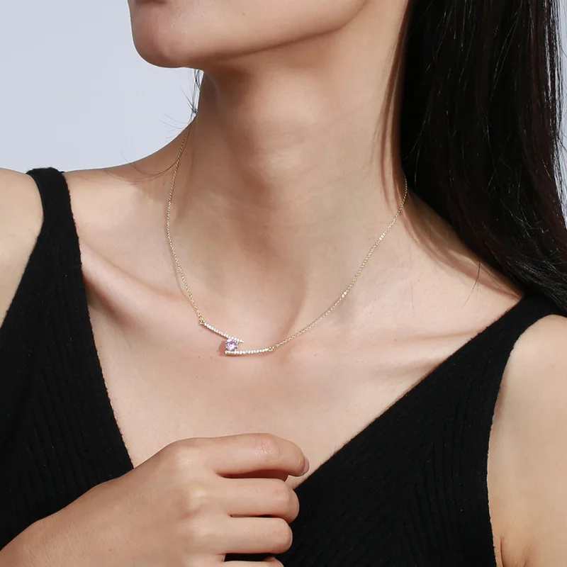 0.5CT D Color VVS Moissanite Diamond Pendant S925 Silver Moissanite Fine Chain Necklaces Simple Light Luxury Women Jewelry
