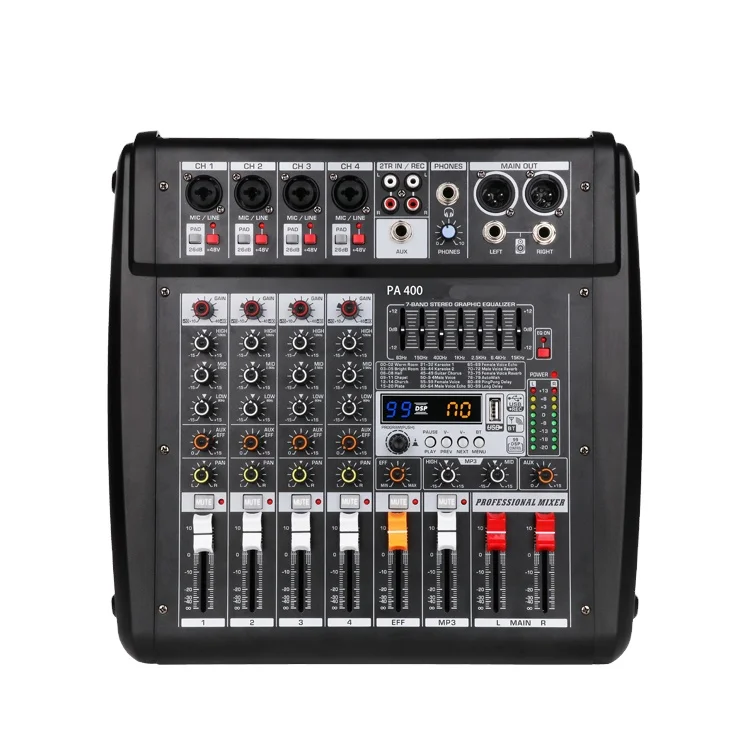 250 Вт Высокая мощность аудио усилитель микшер с bluetooth mp3 запись ПК для 12-дюймовых динамиков