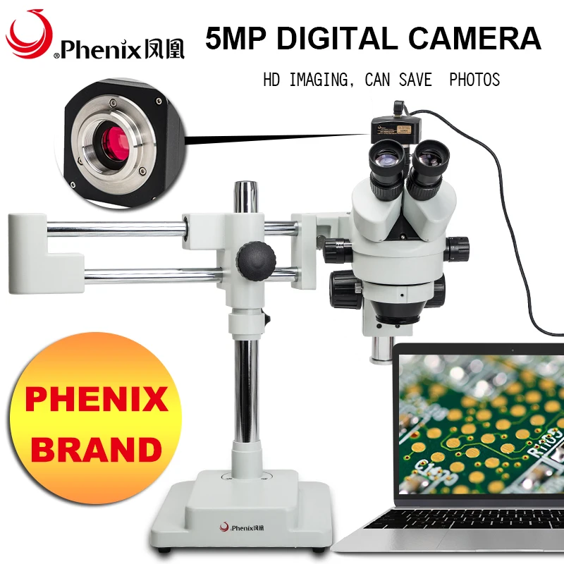 Phenix XTL-165 series 7x-45x trinocular arm microscope phone repair stereoscopic stereo microscope for electronic