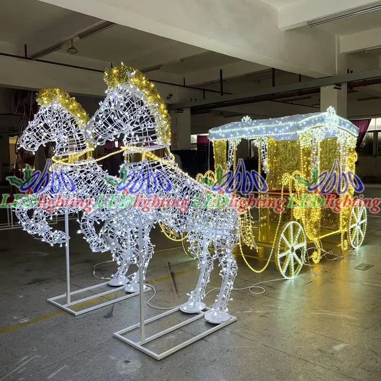 Christmas decoration light outdoor creative horse cars horse carriage
